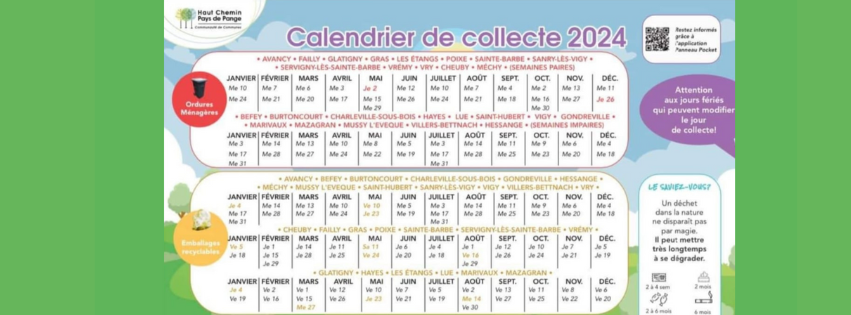 Calendrier de collecte 2024