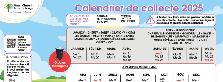 Calendrier collecte 2025